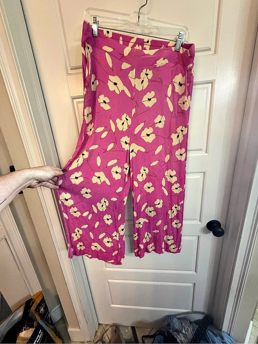 Jessica Simpson Floral Wide Leg Palazzo Pants Pink & Yellow Large